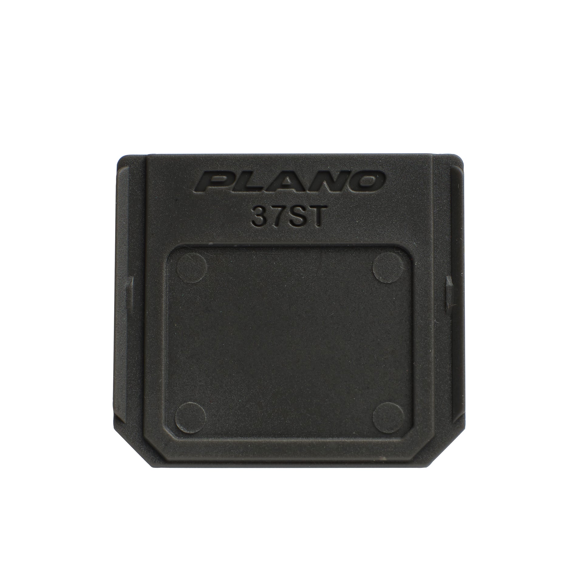 Black rectangular object with 'Plano 37ST' text on a white background